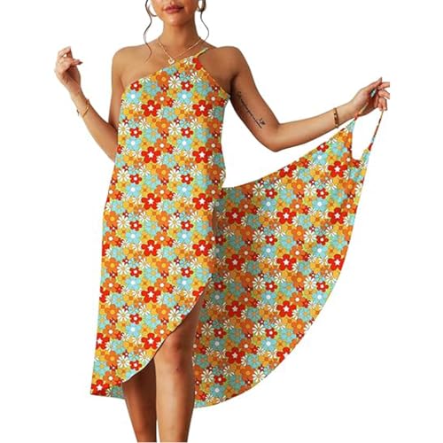 PALAY® Women Beach Wear Bikini Cover Up Fashion Sweet Floral Print Slim Strap Dress Backless Beach Dresses Swimwear for Women, L PALAY® Women Beach Wear Bikini Cover Up Fashion Sweet Floral Print Slim Strap Dress Backless Beach Dresses Swimwear for Women, L